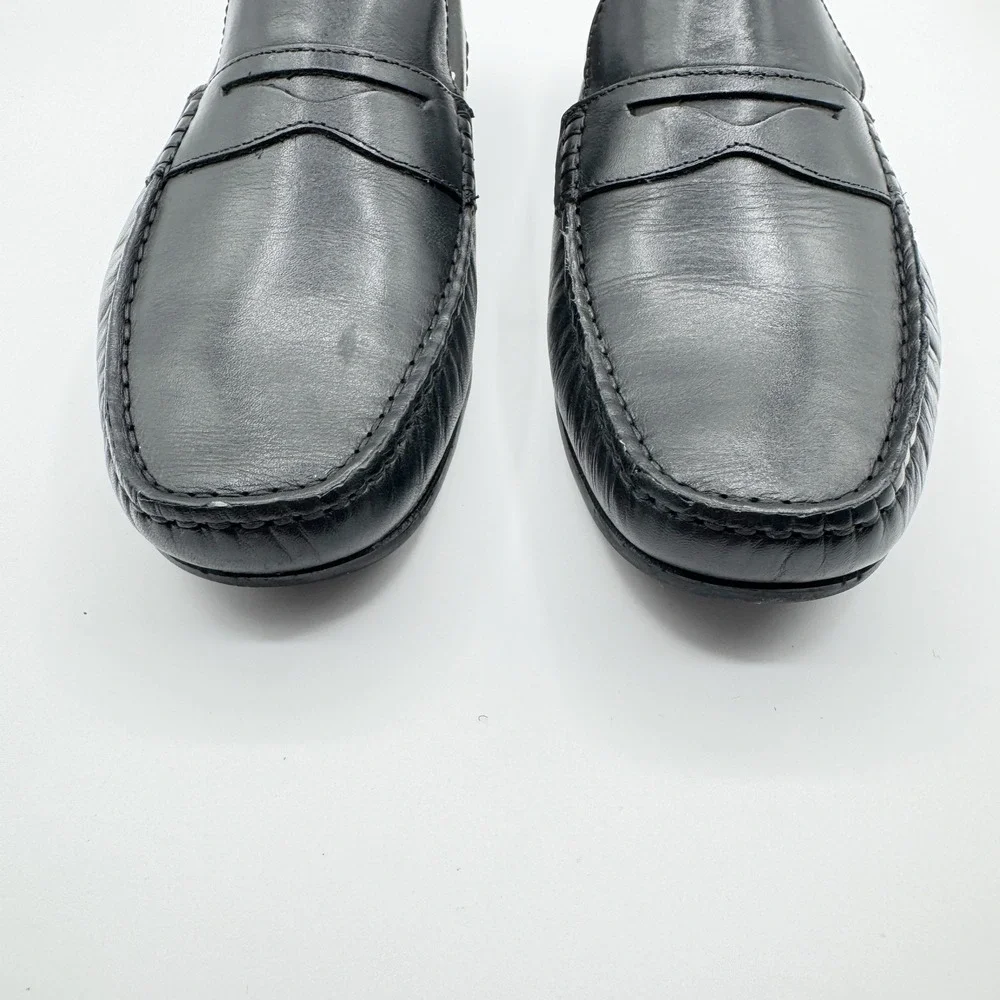 Marc Joseph Mens Nebraska Black Leather Penny Loafers MJNY6121 Size 8.5